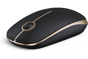 Seenda Wireless Mouse, 2.4GHz Silent Mouse with USB Receiver, 18 month battery life, 1600 DPI Optical Tracking, Portable Computer Mice for Laptop PC Notebook- Black and Gold