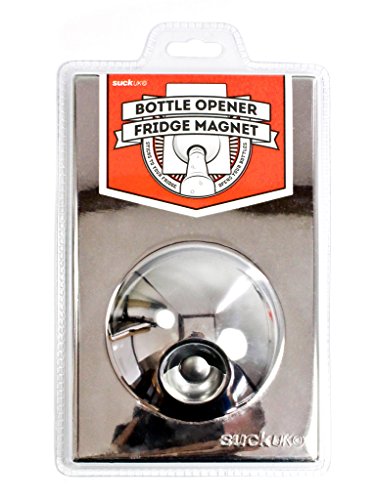 STAINLESS STEEL BOTTLE OPENER FRIDGE MAGNET Suck UK SK BOFM01 SS - Abridor de Botellas imán de Nevera, Color Cromo