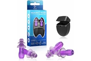 EARGRACE Tapones para los Oídos para Natación, 2 pares de Tapones de Silicona Impermeables, Reutilizables y con Reducción de Ruido para Natación, Ducha, Trabajo, Sueño, Estudio y Otros Eventos Ruidosos