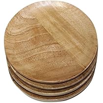 Buy Monica Big Size Solid Wooden Plate 10" x 10 '' inch Set of 4 ...