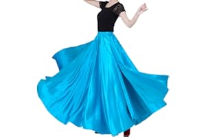 Backgarden Eleganter Damenrock aus Satin, lang, für Ballsaal, Bauchtanz, Performance, Kostüm, Kleid, 20 Meter