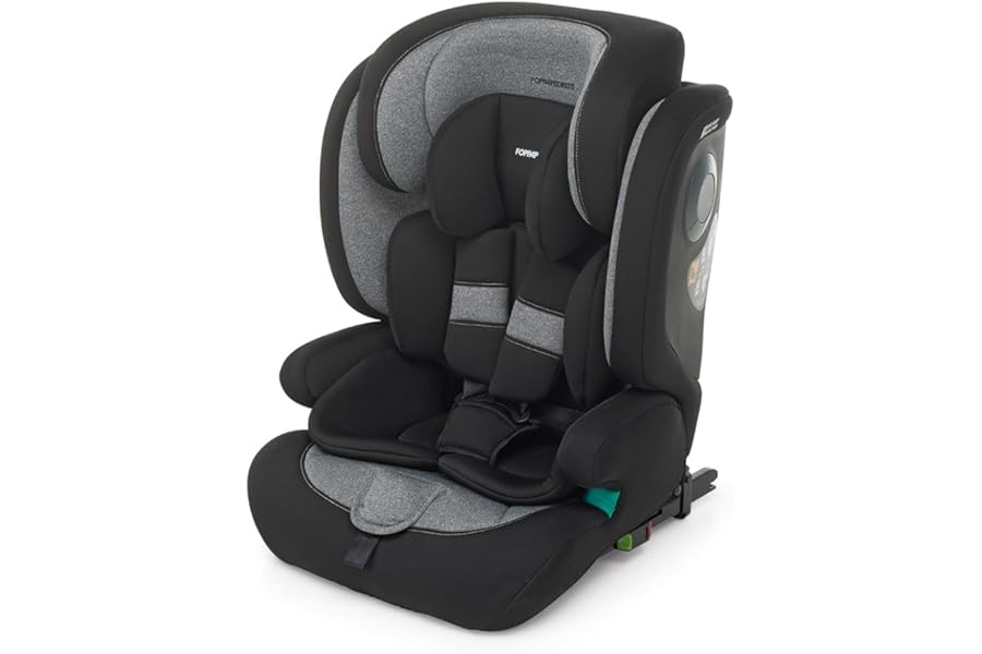 Foppapedretti Car Seat Tender I-Size 76 and 150 cm High, Side Impact Test Safe Body Protection, Double Approval (with and Without Isofix), Comfort Kid Pad, Carbon