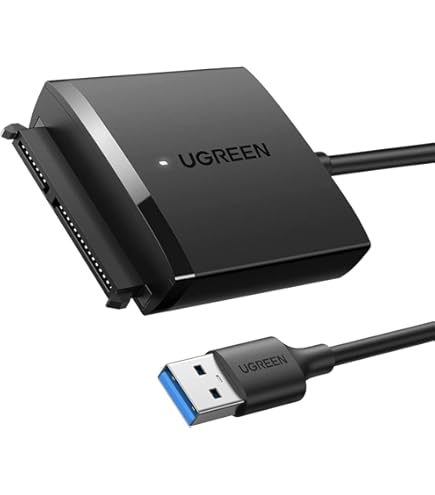 JSAUX SATA naar USB-adapter voor 2,5 inch SSD en HDD harde schijven, USB 3.0 naar SATA III harde schijf adapter nylon kabel [ondersteunt UASP] compatibel met Windows, MacOS, ChromeOS, Linux-grijs