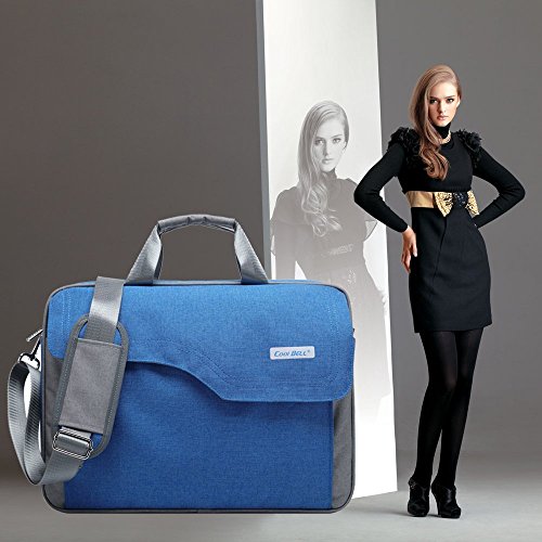 CoolBELL 15,6 Zoll Laptop Tasche Nylon Schultertasche mehrfach Abteil Messenger Bag Handtasche Tablet Aktentasche für Laptop / Tablet / Macbook,Blau - 7