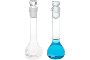 ALWSCI 2 Pezzi 20 mL Matraccio Volumetrico Matracci Tarati da Laboratorio con Tappo in Vetro, Vetro Borosilicato 3.3, Classe A, Matraccio Graduato per Laboratorio