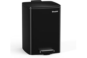 lovewind Küchenabfalleimer, 20L Schwarzer Mülleimer aus Edelstahl mit Pedal, mit Deckel und Inneneimer, Sanft Schließend und Offen Bleibend, Geeignet für Küche, Bad und Wohnzimmer