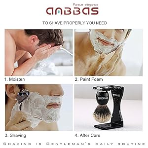 4pcs Shaving Set, Anbbas Silvertip Badger Shaving Brush with Black Resin & Alloy Handle,Acrylic Shaving Stand with Black… - Image 6