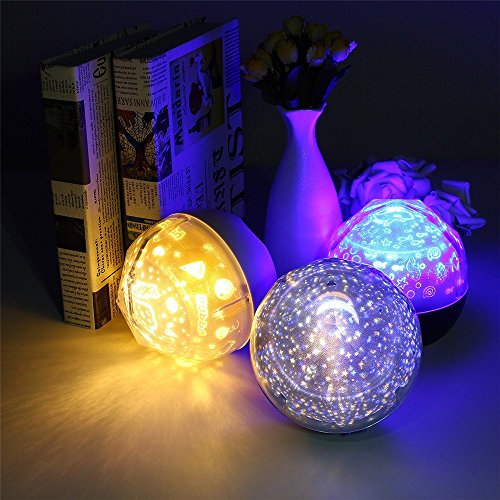 SOLMORE LED Sternenhimmel Projektor Sternenlicht Nachtlicht Sterne Star Diamanten Licht Romantische Nacht Lampe Beleuchtung 3 Austauschbare Film (Stern himmel ,Happy Birthday ,Sea World) USB/Batteriebetrieben für Kinder Baby Weihnachten Geburtstag Geschenk Zimmer Deko schwarz - 9