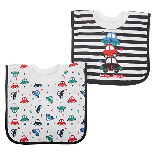 Baby Boys Car Design Pop-Over Bib Set (Pack Of 2) (One Size) (Black/White)