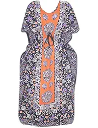 Indiatrendzs Womens Cotton Kaftan Nighty With Draw String In Waist Free Size