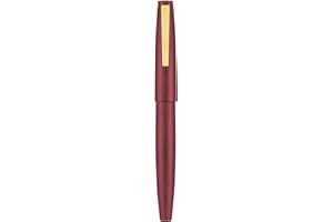 EROFA Jinhao 80 penna stilografica in fibra di vino rosso spazzolata, pennino ultra fine con convertitore e piccolo set di penne (clip dorata)
