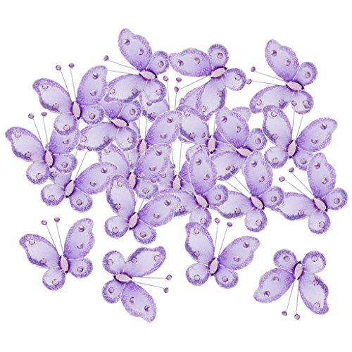 Drahtgebundenen Netz Strumpf Glanz Schmetterlinge 5×4.5 cm 50 Stk. Lila - 7