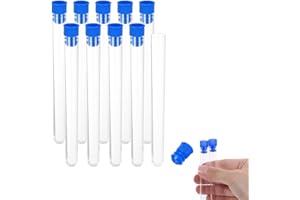 LENTQIUTT 10 Tubos de Plástico con Tapón, Tubos de Orina, Tubos de Plástico con Tapón Transparente para Experimentos Científicos (11 * 1.5CM)