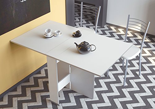 Suarez - Mesa swing alas abatibles, medidas 80 x 75/135 x 75 cm, color blanco