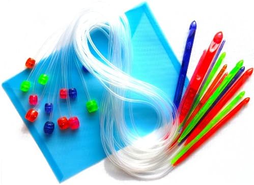 Set of 12 Sizes 3.5mm - 12mm Afghan Tunisian Multicolour Acrylic Crochet Hooks in Plastic Wallet 47'' (120cm) Long