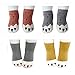 LifeWheel 4-Pair Thick Anti-Slip Cotton Paw Print Pattern Terry Socks For Baby 0-4yrs M