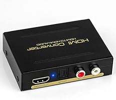 ESYNiC HDMi to Optical Spdif Toslink Converter + HDMi Video Adapter Splitter - DAC HD Digital to Stereo R/L Audio Extractor for Apple TV Blu-ray DVD Player Xbox One SKY HD box PS3 PS4