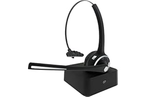 RAOPINGX Headsets with Microphone Bluetooth Headset with Noise Cancelling Microphone Skype Headset with Charging Dock for Home Office Truck Driver Business Call Center Computer Phone