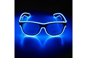 Therlan Led Brille, Neon Leuchtbrille, Leuchten PartyBrille, LED Party Sonnenbrille, Led Glow Flashing Kostüme, LED Brille für Rave EDM Halloween Party (Blau)