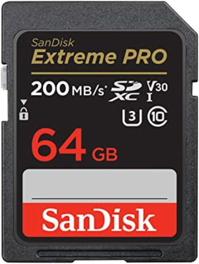 SanDisk 64GB Extreme PRO SDXC card, SD Card, V30 Memory Card, 4K UHD, up to 200 MB/s, SanDisk QuickFlow Technology, RescuePro Deluxe Data Recovery Software, UHS-I, Class 10, U3, V30