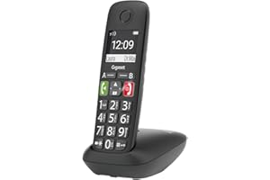 ‎GIGASET Gigaset E290 - Schnurloses Senioren-Telefon ohne Anrufbeantworter mit großen Tasten - Zielwahltasten für wichtige Nummern, Verstärker-Funktion für extra lautes Hören, schwarz [Deutsche Version]