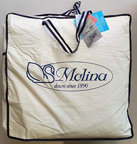 Molina 90% Piumino 10% piumetta D' Oca 4 Punti Calore ANTIALLERGICO Ultra Bianco Viola Soft ASSOORO Garanzia 10 Anni Produzione D'ECCELLENZA Personalizzata (250X200 Matrimoniale)