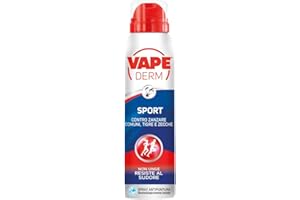 Vape Derm Sport, Spray Antipuntura, Repellente Zanzare, Protegge da Zanzara Comune, Tigre, Anofele e Zecche, Non Unge, Non Macchia, Resistente alla Sudorazione, Efficace Fino a 7 Ore, 100 ml