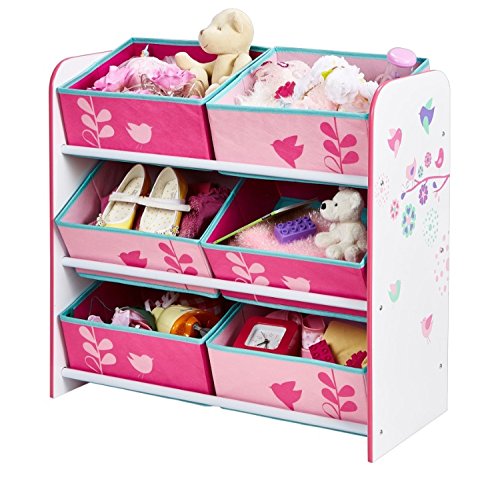 Holz Spielzeugregal AUSWAHL Mädchenregal oder Jungenregal Kinderregal Organizer (Blumen und Schmetterlinge)