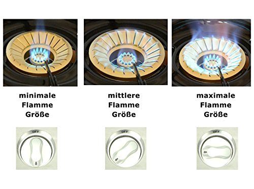 Edelstahl Gaskocher 3 flammig mit Deckel 9,7 KW Campingkocher mit Grill Ofen Gasgrill WOK Hockerkocher inkl. Gasschlauch-Regler Set - 4