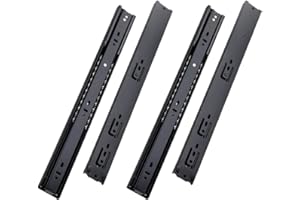 ANCHAK 2 pares Guías Correderas Telescopicas para Cajones con Chiusura con Cierre Suave 40cm Extracción Total, Capacidad de Carga 45 kg, Negro