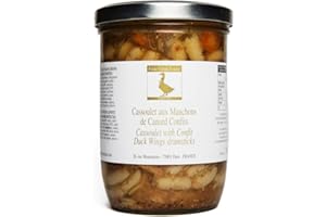 FOIE GRAS LUXE Cassoulet aux manchons de canard confits Recette Artisanale - 100% FRANCE - 1 à 3 personnes - 780g - Bocal en verre - Cuisiné à la Ferme - Canards Élevés en Plein Air