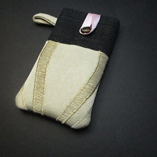 Black iPod/phone case- gold embroidered pocket