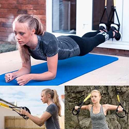 Peak Fitness Cross Fit Schlingentrainer mit Türanker, Riemen, schweren Schnallen und Tragetasche für Körpergewicht Training, ideal für Fettverbrennung, Muskelaufbau, Core-Training und für jedes Haustraining empfohlen. 100% Zufriedenheit – KEINE RISIKEN. Gratis 60–tägige Rückgabegarantie der gesamten Kosten. - 4