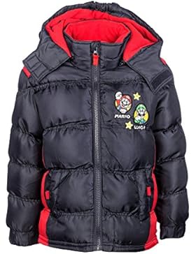 Mario und Luigi Kinder Winterjacke, original Lizenzware, dunkelblau/rot, Gr. 98 - 128