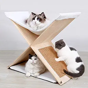 Meri Shopp Two-Double Floor Pet Cat Scratcher House Simple Decorative House for Pet Cat