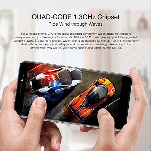 Ulefone S8 Pro 4G Smartphone ohne Vertrag (5,3 Zoll HD Display, Quad-Core Prozessor, 2GB RAM+16GB ROM, 13MP+5MP Dual-Hauptkameras, Dual SIM(Micro-Sim), Android 7.0, Finger ID, OTG, WiFi) Schwarz