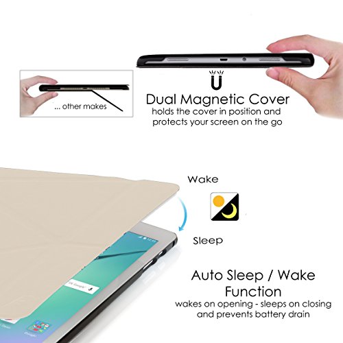Forefront Cases® Neue Origami Hülle Tasche Case Cover für Samsung Galaxy Tab S2 9.7 T810N – Rundum-Geräteschutz und intelligente Auto-Sleep-Wake-Funktion – inkl. Eingabestift und Displayschutz - 5