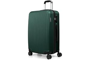 FOSANI Medium Suitcase |Aluminium Telescopic Handle | Lightweight | Hard-Shell Suitcases |3 Digit Combination Lock | 4 Silent Dual Spinner Wheels (Green, Medium 24'')