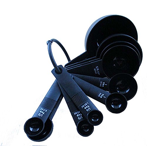 Tosnail 10-teiliges set Messbecher Messlöffel, schwarz