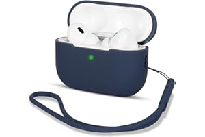 AOTUAO Compatibile con AirPods Pro 2 Custodia Case Cover, Case Protettiva Antiurto Antiscivolo in Silicone per AirPods Pro 2 Seconda Generazione 2022 Custodia con Silicone Lanyard, Midnight Blue