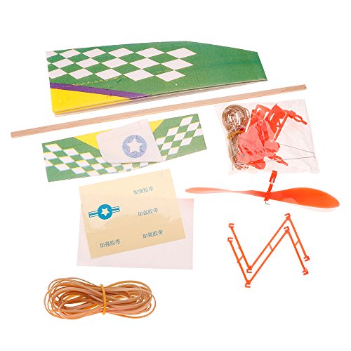 HuntGold DIY Plane Rubber Band Powered Biplane Aircraft Baby Kids Outdoor Assemble Toy Kit Random Colour