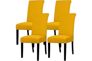 Lellen Dining Chair Covers Set of 4, Stretch Chair Covers Dining Chair Slipcovers Removable Washable Reusable Home & Kitchen Decor Protector Dining Room Chair Covers,Golden