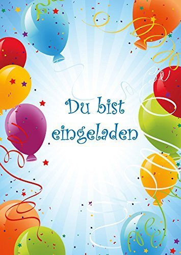 10 bunte Einladungskarten (Nr. 10655) zum Geburtstag oder zur Party von EDITION COLIBRI © - umweltfreundlich, da klimaneutral gedruckt