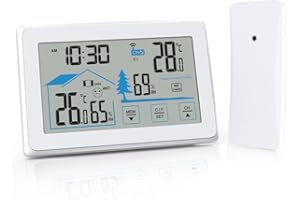 VONIVI Wetterstation Funk mit Außensensor, Funk-Wetterstation mit 1 Funksensoren für Innen/Außen