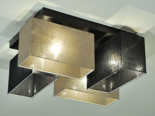 Modern Ceiling Light - JLS41SC6D - solid wood - 9 Colours Available - 4 lampshades (black / grey)
