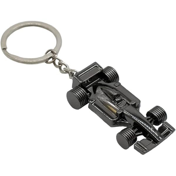 TRIXES Portachiavi in metallo per chiave o espositore, regalo per gli appassionati di corse, auto e Formula 1, regalo per Natale, Pasqua, compleanno, finitura grigia, robusto portachiavi per uomo e
