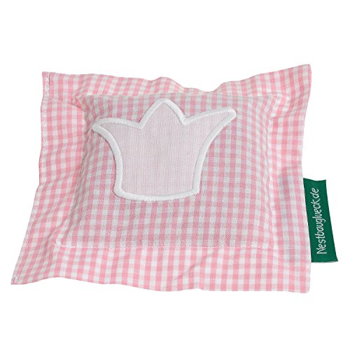 Preisvergleich Produktbild Nestbauglück - Kirschkernkissen rosa, Krone rosa. Bezug kariert