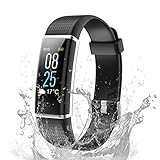 TOOBUR Unisex Youth Armband, IP68 Wasserdicht Fitness Tracker Uhr mit Pulsmesser Schrittzähler Schlafmonitor und Kalorienzähler, Aktivitätstracker Smartwatch für Damen Herren, N-Schwarz
