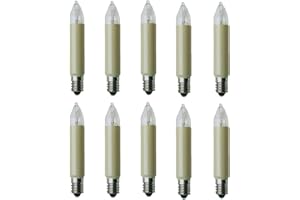 SHUOHUI Zapasowe świece z małym trzonkiem, 23 V, 3 W, E10, do lamp łańcuchowych, do użytku wewnątrz i na zewnątrz, do oświetlenia łukowego, przezroczysta, ciepła biel, trzonek, kość słoniowa, gniazdo E10, 23