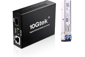 H!Fiber.com Gigabit Ethernet Media Converter, 1.25G SFP to RJ45 Fiber to copper, with a SFP Transceiver (1000Base-LX, 20km, singlemode)